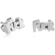 SURGICAL STEEL EAR STUDS PAIR - FUCK