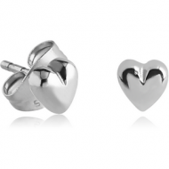 SURGICAL STEEL EAR STUDS PAIR - HEART