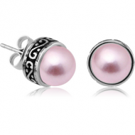SURGICAL STEEL EAR STUDS WITH SYNTHETIC PEARLS PAIR