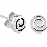 SURGICAL STEEL EAR STUDS PAIR - SPIRAL