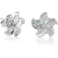 SURGICAL STEEL JEWELLED EAR STUDS PAIR - TWIST FLOWER