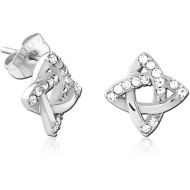SURGICAL STEEL JEWELLED EAR STUDS PAIR