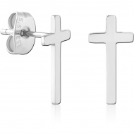 SURGICAL STEEL EAR STUDS PAIR - CROSS