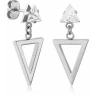 SURGICAL STEEL JEWELLED CHAIN EAR STUDS PAIR