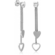 SURGICAL STEEL JEWELLED CHAIN EAR STUDS PAIR