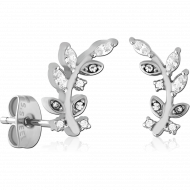 SURGICAL STEEL JEWELLED EAR STUDS PAIR