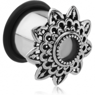 SURGICAL STEEL FLARED TUNNEL - FLOWER FILIGREE PIERCING