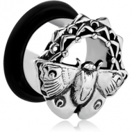 SURGICAL STEEL FLARED TUNNEL - MOTH FILIGREE PIERCING