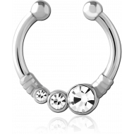 SURGICAL STEEL JEWELLED FAKE SEPTUM RING PIERCING