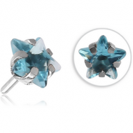 SURGICAL STEEL JEWELLED PUSH FIT ATTACHMENT FOR BIOFLEX INTERNAL LABRET - STAR PIERCING