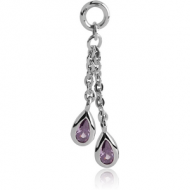 SURGICAL STEEL JEWELLED ATTACHMENT FOR INTIMATE PIERCING - TWO PEARS PIERCING