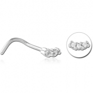 SURGICAL STEEL CURVED JEWELLED NOSE STUD PIERCING