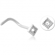 SURGICAL STEEL CURVED JEWELLED NOSE STUD PIERCING