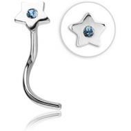 SURGICAL STEEL CURVED JEWELLED STAR NOSE STUD PIERCING