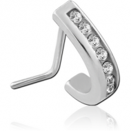 SURGICAL STEEL STRAIGHT JEWELLED WRAP AROUND NOSE STUD