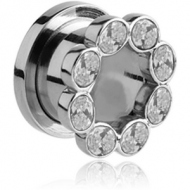 SURGICAL STEEL JEWELLED THREADED TUNNEL PIERCING