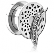 STAINLESS STEEL THREADED TUNNEL WITH SURGICAL STEEL JEWELLED TOP PIERCING