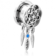 STAINLESS STEEL THREADED TUNNEL WITH SURGICAL STEEL JEWELLED TOP PIERCING
