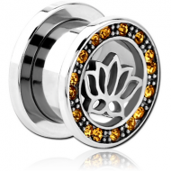 STAINLESS STEEL THREADED TUNNEL WITH SURGICAL STEEL JEWELLED TOP PIERCING