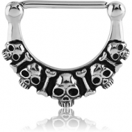 SURGICAL STEEL NIPPLE CLICKER - SKULLS AND BONES