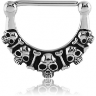 SURGICAL STEEL NIPPLE CLICKER - SKULLS AND BONES PIERCING