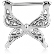 SURGICAL STEEL NIPPLE CLICKER - BUTTERFLY PIERCING