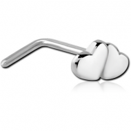 SURGICAL STEEL STRAIGHT NOSE STUD - HEART PIERCING