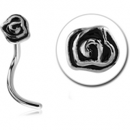 SURGICAL STEEL CURVED NOSE STUD - FLOWER PIERCING