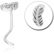 SURGICAL STEEL CURVED NOSE STUD - FEATHER