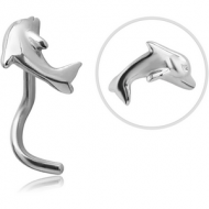 SURGICAL STEEL CURVED NOSE STUD - DOLPHIN PIERCING