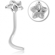 SURGICAL STEEL CURVED NOSE STUD - FLOWER PIERCING