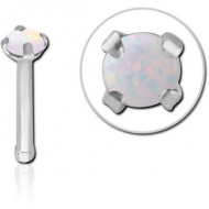 SURGICAL STEEL PRONG SET 2.5MM JEWELLED NOSE BONE WITH SYNTHETIC OPAL