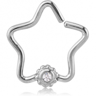 SURGICAL STEEL OPEN STAR SEAMLESS RING PIERCING