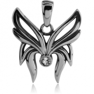 SURGICAL STEEL JEWELLED PENDANT - BUTTERFLY
