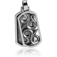 SURGICAL STEEL PENDANT - TWO DISKS WITH FILIGREE