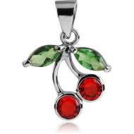 SURGICAL STEEL JEWELLED PENDANT - CHERRY