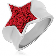 SURGICAL STEEL CRYSTALINE JEWELLED RING - STAR