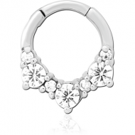SURGICAL STEEL JEWELLED HINGED SEPTUM CLICKER RING