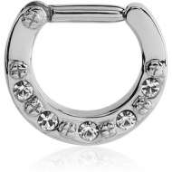 SURGICAL STEEL ROUND JEWELLED HINGED SEPTUM CLICKER PIERCING