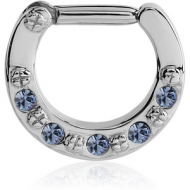 SURGICAL STEEL ROUND JEWELLED HINGED SEPTUM CLICKER