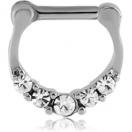 SURGICAL STEEL ROUND JEWELLED HINGED SEPTUM CLICKER