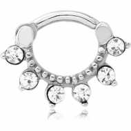 SURGICAL STEEL ROUND JEWELLED HINGED SEPTUM CLICKER PIERCING
