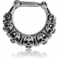 SURGICAL STEEL HINGED SEPTUM CLICKER - SKULL