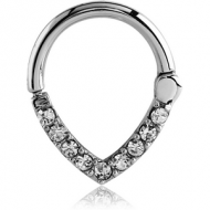 SURGICAL STEEL ROUND JEWELLED HINGED SEPTUM CLICKER PIERCING