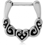 SURGICAL STEEL HINGED SEPTUM CLICKER - HEART