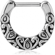 SURGICAL STEEL HINGED SEPTUM CLICKER - FILIGREE