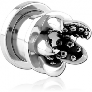 STAINLESS STEEL THREADED TUNNEL WITH SURGICAL STEEL TOP PIERCING