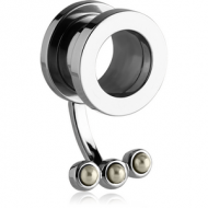 STAINLESS STEEL THREADED TUNNEL WITH SURGICAL STEEL TOP WITH SYNTHETIC PEARL