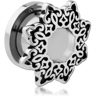 STAINLESS STEEL THREADED TUNNEL WITH SURGICAL STEEL TOP - STAR FILIGREE