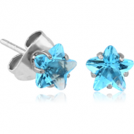 SURGICAL STEEL STAR PRONG SET JEWELLED EAR STUDS PAIR